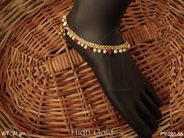 Chain patti ruby green pearl moti antique payal