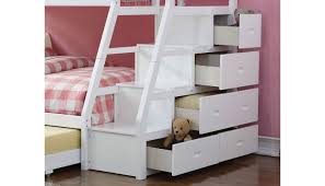 + grover twin/full bunk bed with storage in white. Elling White Bunkbed With Storage Stairs