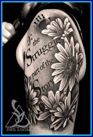 Black And White Daisy Tattoo Sleeve Vysledek Obrazku Pro Black And White Flower Half Sleeve Tattoos Women Sleeve Shoulder Tattoos For Women Tattoos For Women Half Sleeve Sleeve Tattoos For Women