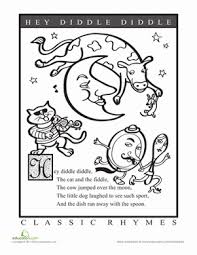 Hey Diddle Diddle Worksheet Education Com Hey Diddle Diddle Nursery Rhyme Art Classic Nursery Rhymes