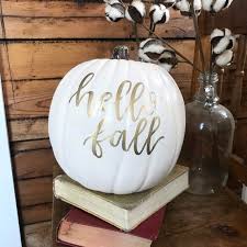 Custom White Pumpkin Hand Lettered White Faux Pumpkin Fake Etsy In 2020 White Pumpkin Decor White Pumpkins Faux Pumpkins
