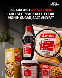 The Food Safety and Standards Authority of India (FSSAI) has proposed a mandatory red hexagonal front-of-pack warning label for packaged foods with excessive sugar, salt, or saturated fat to alert consumers to