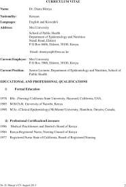 Select your career and choose your cv design. Curriculum Vitae Dr Diana Menya School Of Public Health Moi University Kenya Pdf Free Download