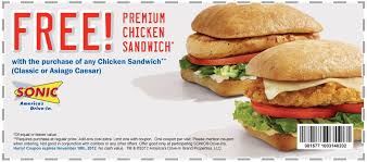 Sonic Coupon For Buy One Get One Free Chicken Sandwich S Printable Coupons Premium Chicken Sample Coupons