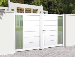 Portail Battant Alu Gamme Signature Modele Arial Decor Vitre Bambou Gate Designs Modern Main Gate Design Gate Design