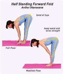 How To Do Half Standing Forward Fold In Yoga Restorative Yoga Yoga Poses For Beginners Forward Fold