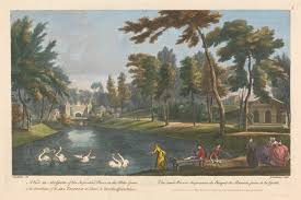 A View to the Grotto of the Serpentine River in the Alder Grove in the  Gardens of Earl Temple at Stow, in Buckinghamshire by George Bickham the  Elder