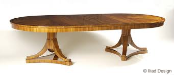 Wood dining room tables home furniture acme furniture purchase over. Austrian Biedermeier Inspired Double Pedestal Extendable Dining Table By Iliad Design Iliad