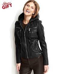Michael Michael Kors Jacket Hooded Leather Michael Kors Coats Jackets Women Macy S Leather Jacket With Hood Jackets Leather Jacket