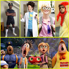 The Cast Of Cloudy With A Chance Of Meatballs 2 Dressed As Their Characters Love Th Halloween Costume Puns Birthday Halloween Party Family Halloween Costumes The two meet by chance on the ship titanic and the movie is about their love affair. cloudy with a chance of meatballs 2