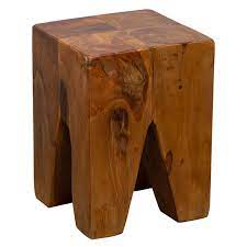 Newpila wood tiered side table. Reclaimed Teak Root Stool Side Table 30cm Square Natural Wax Finish