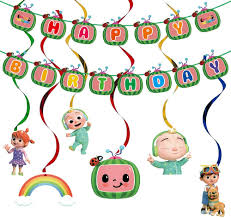 Extract the printable cocomelon alphabet pdf file. Amazon Com Cocomelon Birthday Party Supplies Include Hanging Swirls And Happy Birthday Banners Coco Melon Theme Party Decorations Favers For Boys And Girls Toys Games