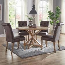 Huntington Chocolate Brown Bonded Leather Button Tufted Dining Chair Set Of 2 Dining Chairs Tufted Dining Chairs Round Dining Table Sets