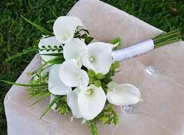 Rose calla lily wedding bouquet. Real Touch Off White Calla Lilies Garden Green Sprays Silk Wedding Bouquet White Calla Lily Bouquet Calla Lily Bouquet Lily Bouquet