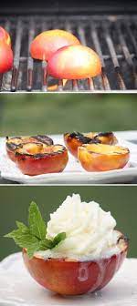 Grilled Nectarine Bowls Fill Them With A Scoop Of Ice Cream Recipe By Photo Desserts Food Eat Dessert