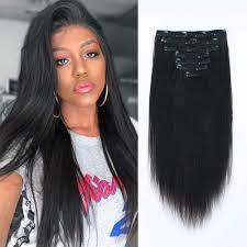 Clip in hair extensions is really the fastest and most flexible choice for women to add volume for their own hair and assurance to their appearance. Sixstarhair 20inch Italian Yaki Straight Clip In Hair Extensions 120g Per Pack Long And Thick Premium Textured Hair Extensions For Black Women Remy Virgin Human Hair Clip Ins Buy Online In Brunei
