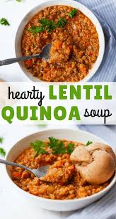 Hearty Vegan Lentil And Quinoa Soup Recipe Vegan Soup Recipes Quinoa Soup Lentils And Quinoa