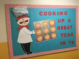 Cooking Up A Great Year Bulletin Board Cafeteria Bulletin Boards Food Bulletin Boards School Cafeteria Decorations