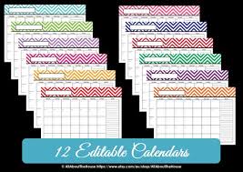 Editable 12 Chevron Calendars You Choose 2021 2022 And Beyond Perpetucal Printable Calendar Instant Download Pdf By Allaboutthehouse Catch My Party