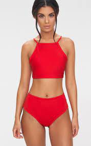 Red Mix Match High Waisted Bikini Bottom Womens Swimsuits Bikini High Waisted Bikini Bottoms Bikinis