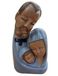 Christmas Holy Family Jesus Joseph Mary Figure Glazed Ceramic Nativity EUC 