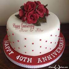 40th wedding anniversary banner size 24x18, 36x24, 48x24 and 48x36, 40th anniversary gift for parents, 40th anniversary backdrop, anniversary party poster 3.1 out of 5 stars 2 $28.95 $ 28. Best Red Roses 40 Anniversary Wish Name Cake Enamewishes 40th Anniversary Cakes Happy 40th Anniversary Anniversary Cake