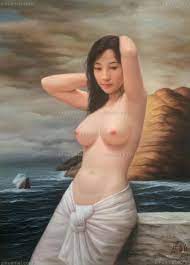 纯手绘人物油画美女艺术油画作品人体油画艺术裸体艺术实木画框-字画美