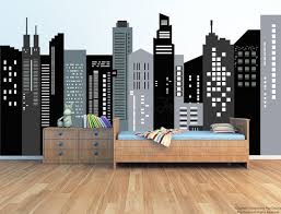 Fabric Removable City Buildings Wall Mural Black City Wallpaper 90 Quot H 177 Quot W Children Kids Playroom Wall M City Wallpaper Wall Murals Playroom Wall