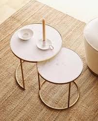 Imagem De Produto Mesa Ninho Marmore Dourada Conjunto De 2 Em 2020 Zara Home Marmore Dourado Mesa