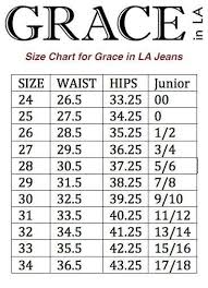 Grace In La Jeans Size Chart In 2019 Fashion Blue Jean