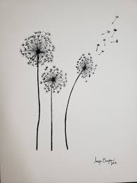 Black And White Watercolor Tattoo Dandelion Wish Black And White Doodle Sunflower Drawing White Sunflowers