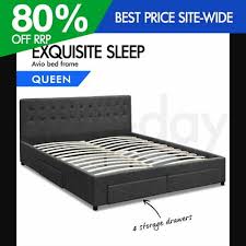Bed with drawer is a very smart way to maintain your room clean and organized and make a look. Artiss Queen Size Fabric Bed Frame Headboard With Drawers Charcoal Ebay