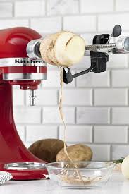 This mixer was built with the ultimate function and versatility, featuring a power hub, designed and engineered to power a full portfolio of food preparation attachments. Kitchenaid Spiralizer Attachment Fits All Kitchenaid Stand Mixers Includes 3 Spiralizing Blades 3 Slicing Coring Blades 1 Peeling Blade Kitchen Aid Spiralizer Kitchen Aid Mixer Recipes Kitchen Aid
