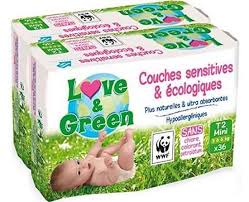Le prix, quel que soit la taille, est de 12€ les 36. Couches Love Green Bebe Ecologie