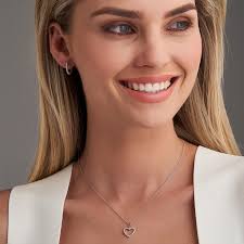 Diamond Claw Set Small Heart Pendant In 18K White Gold 0.15ct TW