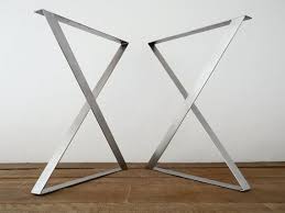 35 Quot X Frame Flat Steel Table Bases Stainless Steel Heigh 31 Quot 35 Quot Set 2 Steel Table Steel Table Base Steel Table Legs