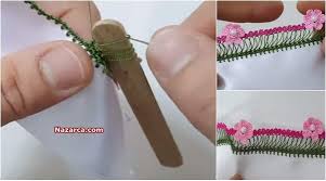 Dondurma Cubuguyla Teldeki Guller Tig Oyasi Videolu Nazarca Com Oya Tig Isleri Oya Ornekleri