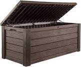Westwood Plastic Deck Storage Container Box Outdoor Patio Garden Furniture 150 Gal, Brown Keter