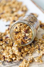 This Healthy Vegan Cinnamon Raisin Granola Is Naturally Sweetened With Banana And Features In 2020 Cinnamon Raisin Granola Recipe Raisin Granola Recipe Cinnamon Raisin