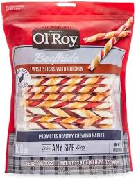 Ol's Roys Beefhide Twist Sticks with Chicken for Dogs, Irresistible Chews  Natural & Non-Toxic 23.6 oz, 100 Count