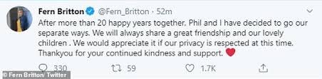 Fern britton (born 17 july 1957 in ealing) is an english television presenter, currently in 2007, britton presented her own nostalgic itv1 saturday night series called that's what i call television. Fern Britton Reveals She Misses Former Phil Vickery As She Breaks Silence During Split Fr24 News English