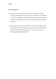 Housing developers (housing development account) (amendment) regulations 2002. Draft Anti Social Behaviour Policy