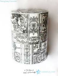 Black And White Ceramic Garden Stool Black And White Cathedral Mural Pattern Ceramic Patio Seat Ceramic Garden Stools Patio Seating Ceramics