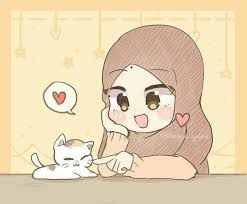 Kartun hand painted comel cat emoticon pakej mockup show. Ide Oleh Ayooosh Pada Hijab Princess Seni Kucing Seni Islamis Kartun