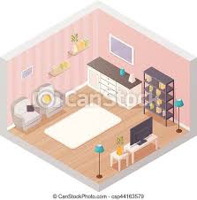 These living room ideas have minimal time investment. Living Room Isometric Interior Isometric Living Room Interior Design Composition With Cartoon Icons Of Furniture Items Canstock