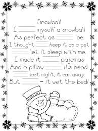Snowball Poem Poetry For Kids Kindergarten Writing Winter Kindergarten