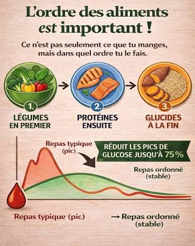 🍽️ Et si l'ordre dans lequel tu manges avait plus d'impact que tu ne le  penses ? On parle souvent de quoi manger… Mais on oublie un détail  essentiel 👇 👉 l'ordre