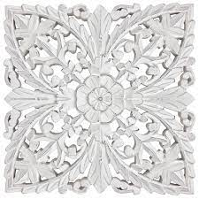 16x16 Wood White Panel At Home Dining Room Decor Rustic Floral Wood Wall Decor Medallion Wall Decor