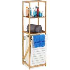 Nur weil sie das kleineres oder größeres badezimmer haben, bedeutet das bei weitem nicht, dass sie keine stilvollen baddekorprodukte genießen können. Badregal Mit Waschekorb Badezimmer Regal Bambus Standregal Schmal 3 Facher Hxbxt 130 X 37 X 33 Cm Natur 2100222102592