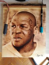 Celebrity portrait hand wood burned